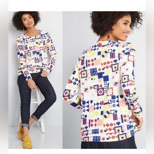 ModCloth xs geometric print long sleeve.